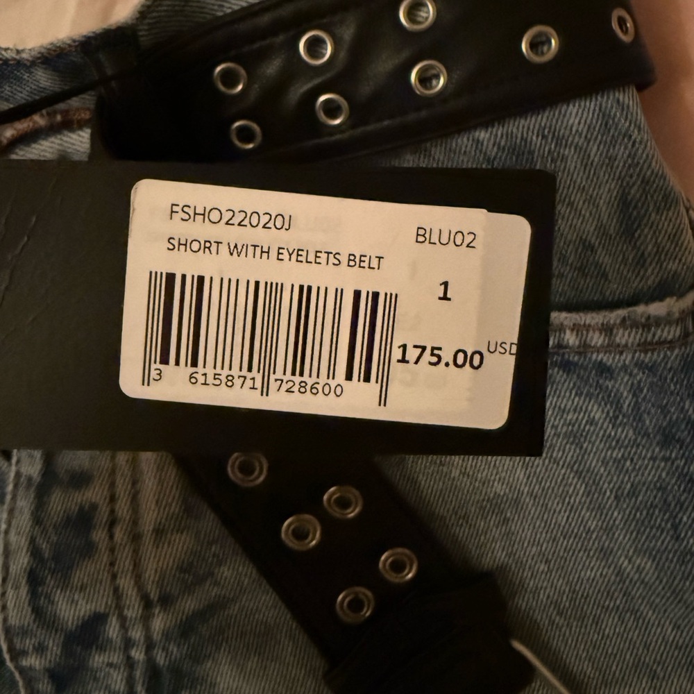 NWT The Kooples Jeans Denim Short with Eyelets Belt - Picture 6 of 11